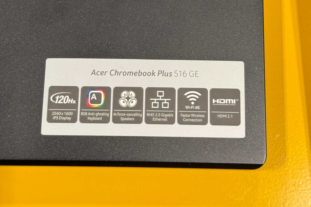 ملصق كمبيوتر محمول Acer Chromebook Plus 516 GE مع الميزات