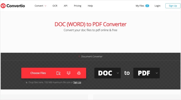 اختر الملفات في صفحة تحويل المستند إلى PDF.