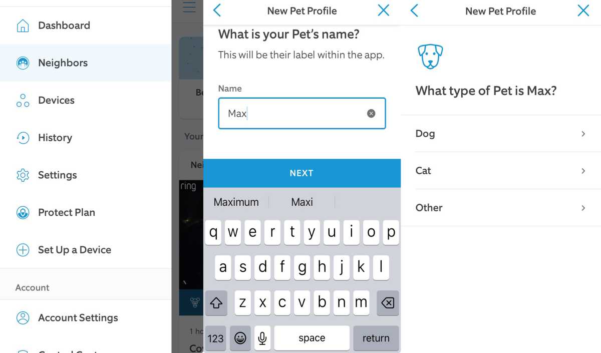 تطبيق Ring Pet Profile واحد