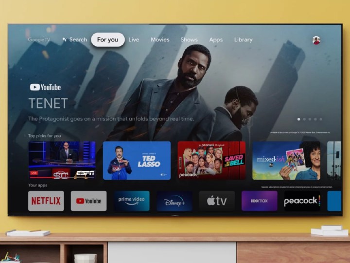 تلفزيون Sony X95J Series 4K مع واجهة Google TV على الشاشة.