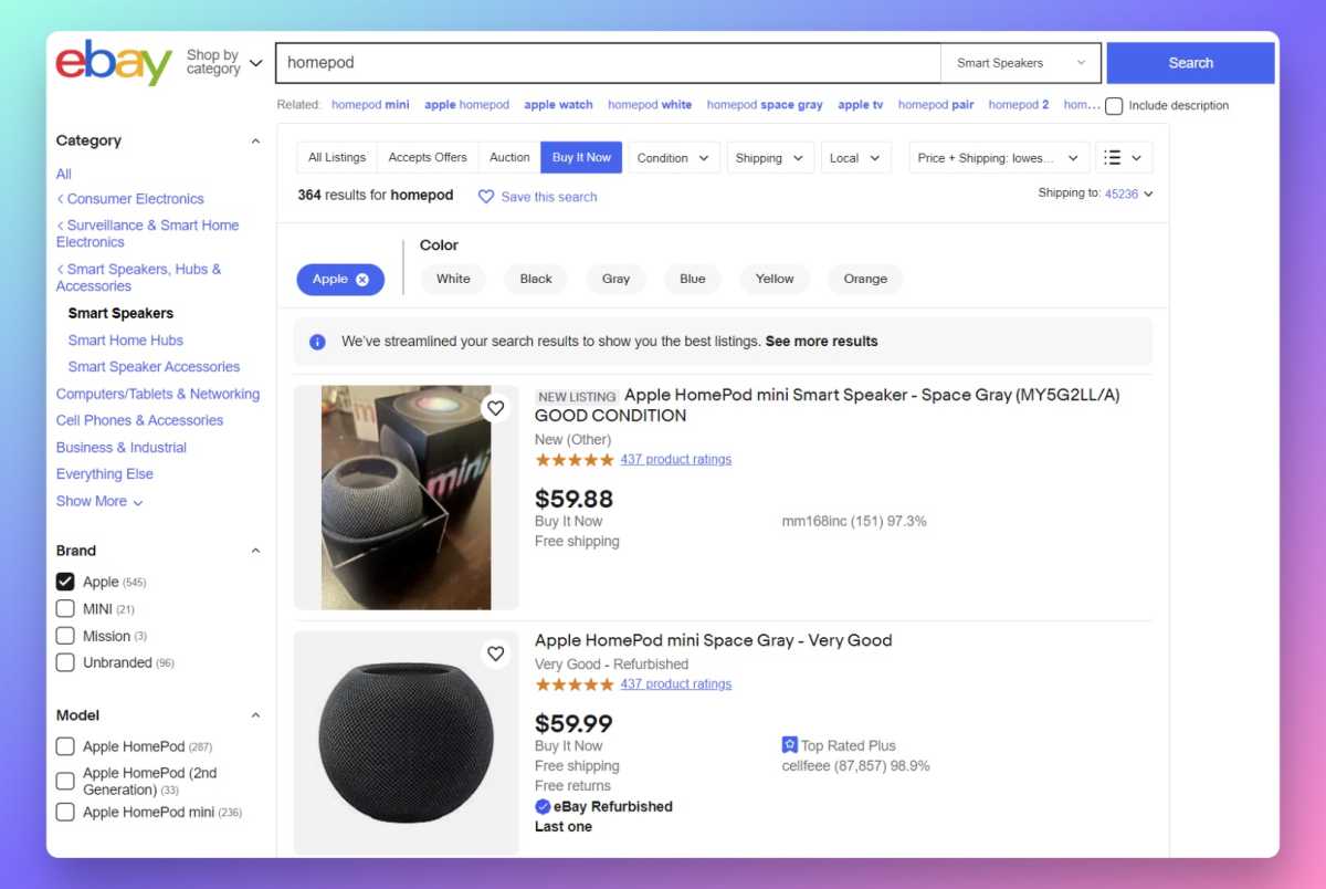بحث eBay يسلط الضوء على مكبرات صوت HomePod Mini المستعملة