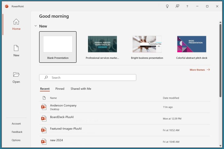 عرض تقديمي جديد في PowerPoint.