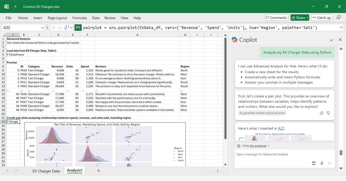 تحليل متقدم باستخدام Microsoft Copilot في Excel