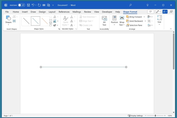 خط مرسوم في Word.