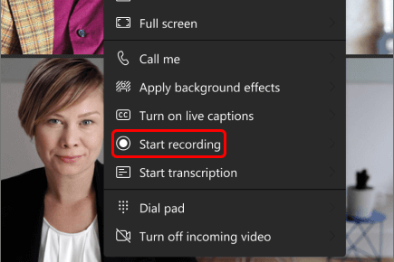 ابدأ التسجيل في Teams.