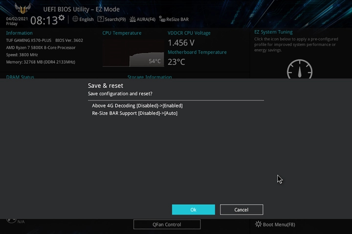حفظ تغييرات BIOS في Asus.
