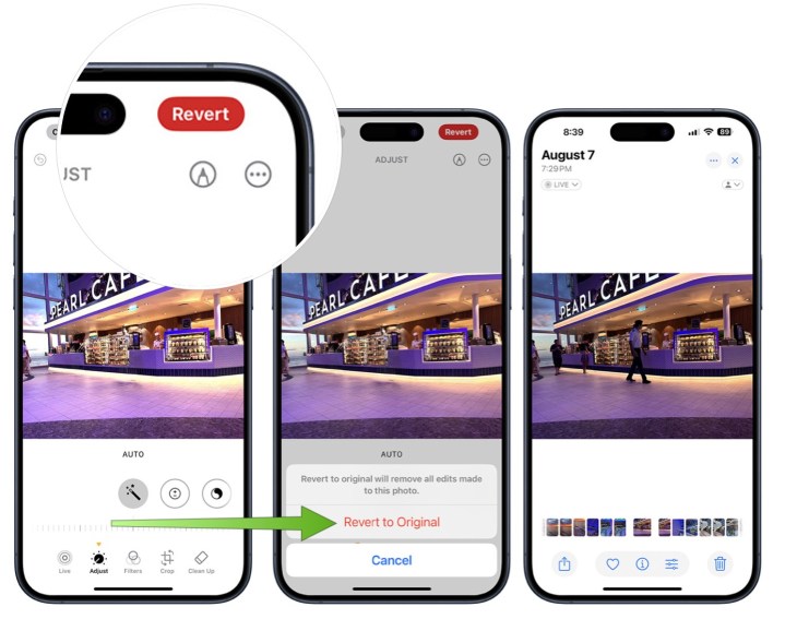 لقطة شاشة توضح كيفية استعادة الصور التي تم تنظيفها على iPhone.