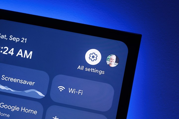 قائمة الإعدادات على Google TV.