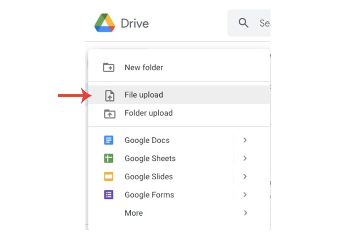 زر تحميل الملف على Google Drive.