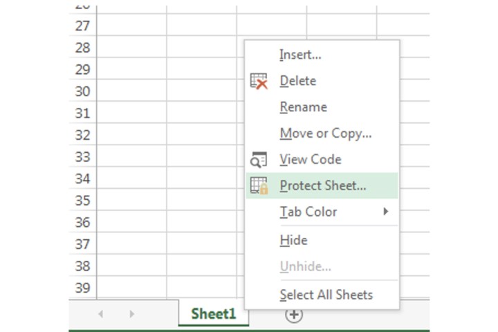 اختصار للوصول إلى خيار حماية الورقة لقفل جدول بيانات بأكمله في Microsoft Excel.