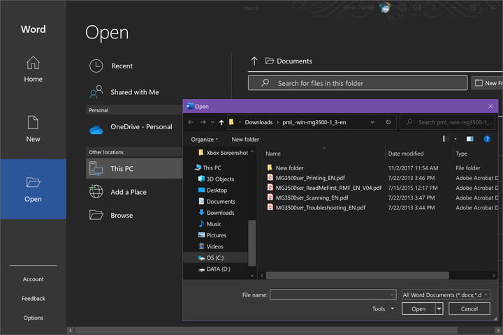 تحويل ملف PDF باستخدام Microsoft Word.