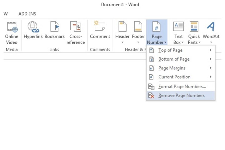 علامة التبويب إزالة رقم الصفحة المستخدمة لإزالة رقم الصفحة لمستند Microsoft Word.