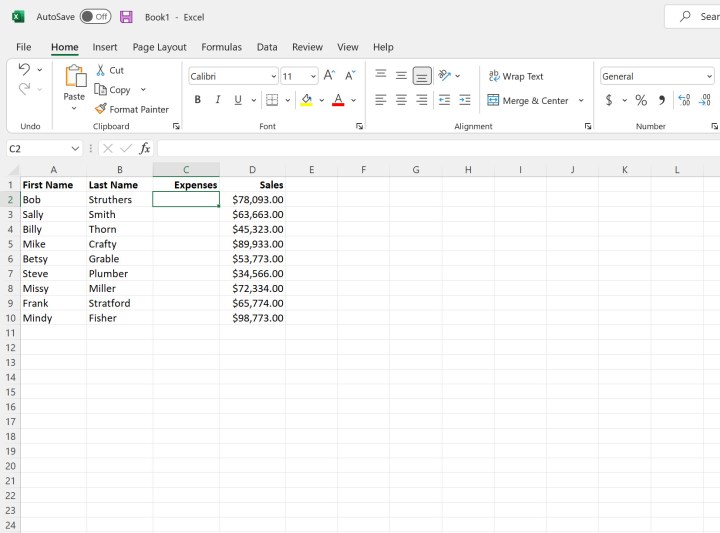 تمت إضافة عمود جديد إلى Microsoft Excel.
