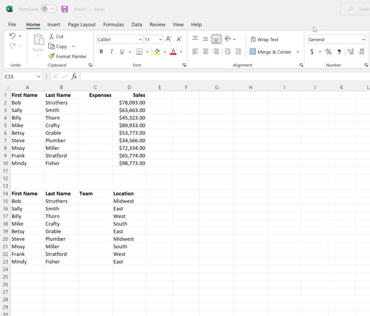 عمود جزئي تم إدراجه في Microsoft Excel.