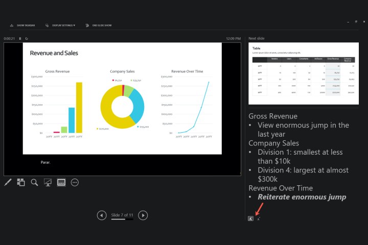 كيفية إضافة ملاحظات باوربوينت تكبير حجم الخط ملاحظة