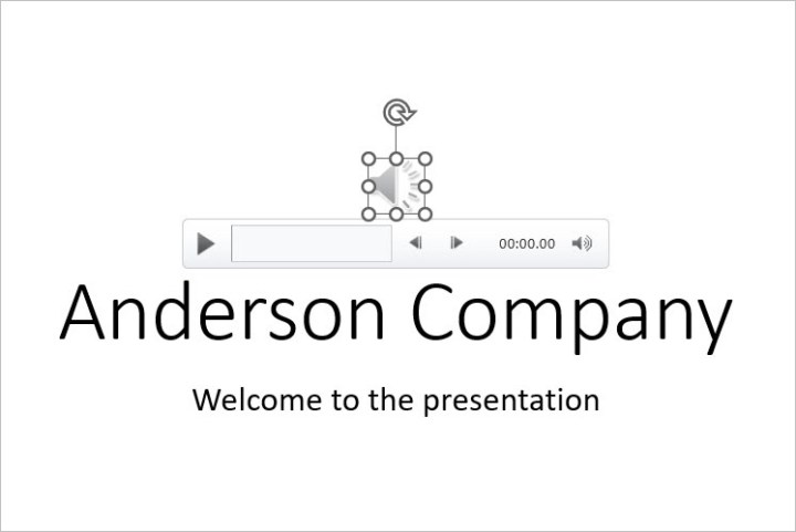 أيقونة الصوت على الشريحة.