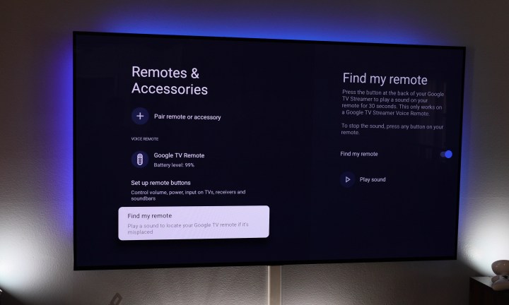 إعدادات التحكم عن بعد على Google TV Streamer.