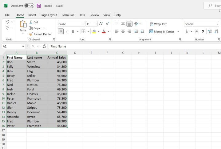 تحديد البيانات للتنسيق الشرطي في Microsoft Excel.