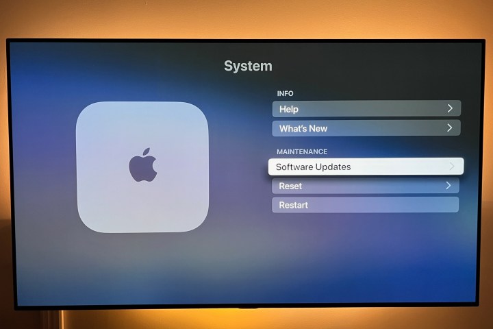 قائمة نظام Apple TV 4K على شاشة التلفزيون.