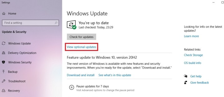 لقطة شاشة لواجهة تحديث Windows 10.
