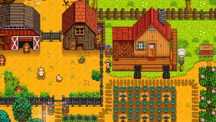 لاعب Stardew Valley يشرف على مزرعتهم.