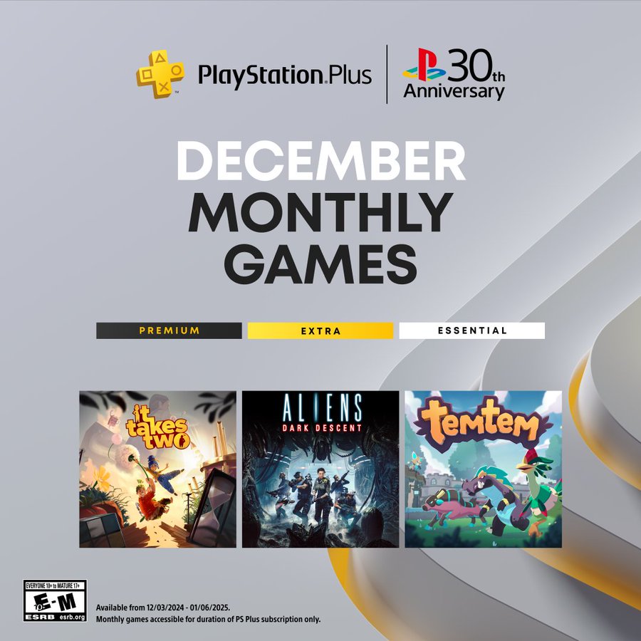 Available from 12/03/2024 - 01/06/2025. Monthly games accessible for duration of PS Plus subscription only. 