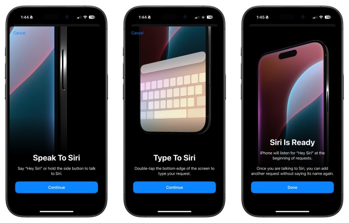 تعليمات لإعادة تدريب Siri بعد إعادة تنشيط "Hey Siri" أو "Siri" في الإعدادات على iOS 18.