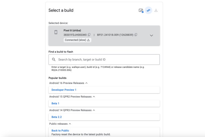 استخدام Android Flash Tool لتثبيت Android 16 على Google Pixel 8 الخطوة 1.