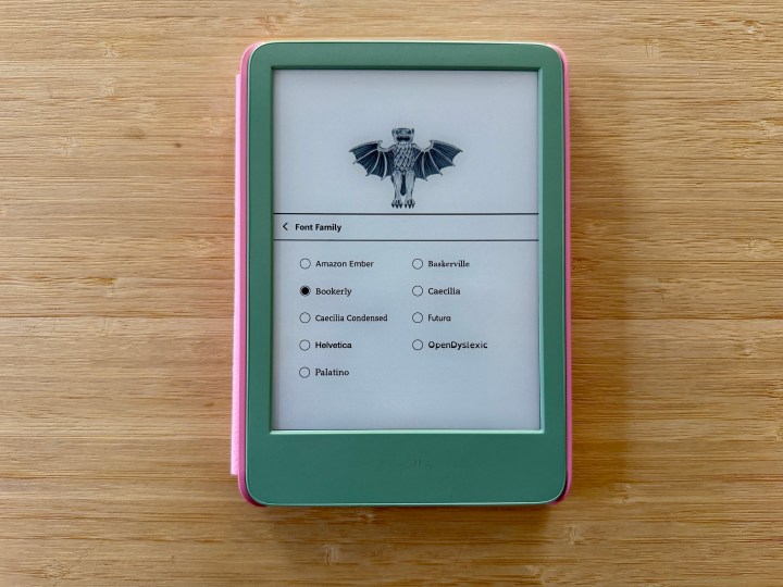 خيارات الخط إذا كنت تريد تغييرها على جهاز Kindle الخاص بك.