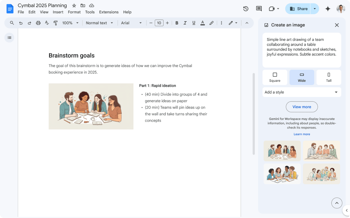 صورة Google Docs Gemini AI