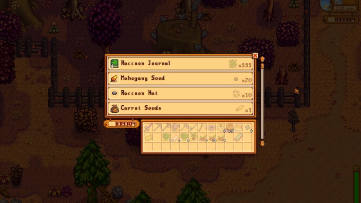 تقوم Raccoon Wife بتسوق العناصر في Stardew Valley.