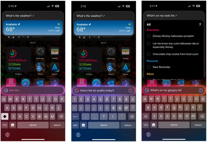 فيما يلي بعض الأمثلة عما يمكنك كتابته في Siri.