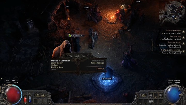 شخصية تتحدث إلى الشخص المقنع في Path of Exile 2.