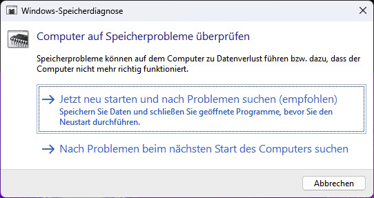 أداة تشخيص Windows Speicher