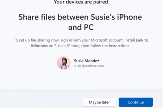 ميزة مشاركة الملفات من iPhone إلى Windows.