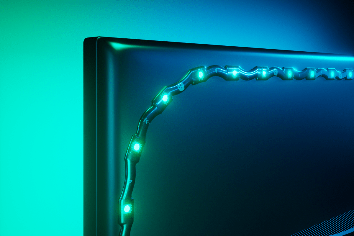 PC Lightstrip خلف الشاشة المقربة