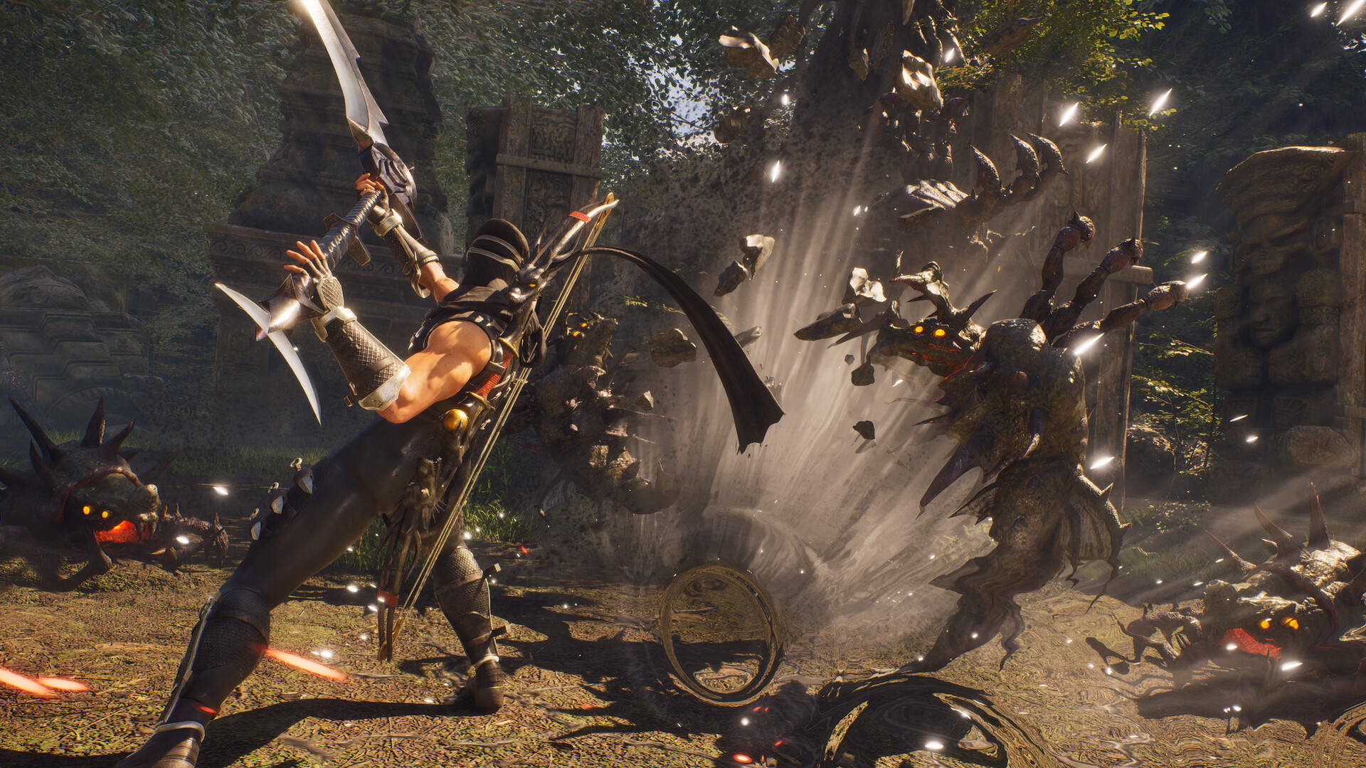 Ryu يهاجم الحشرات في Ninja Gaiden 2 Black.