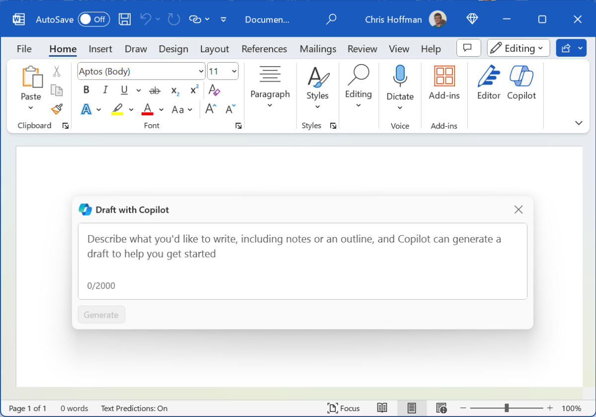 موجه Copilot في Microsoft Word