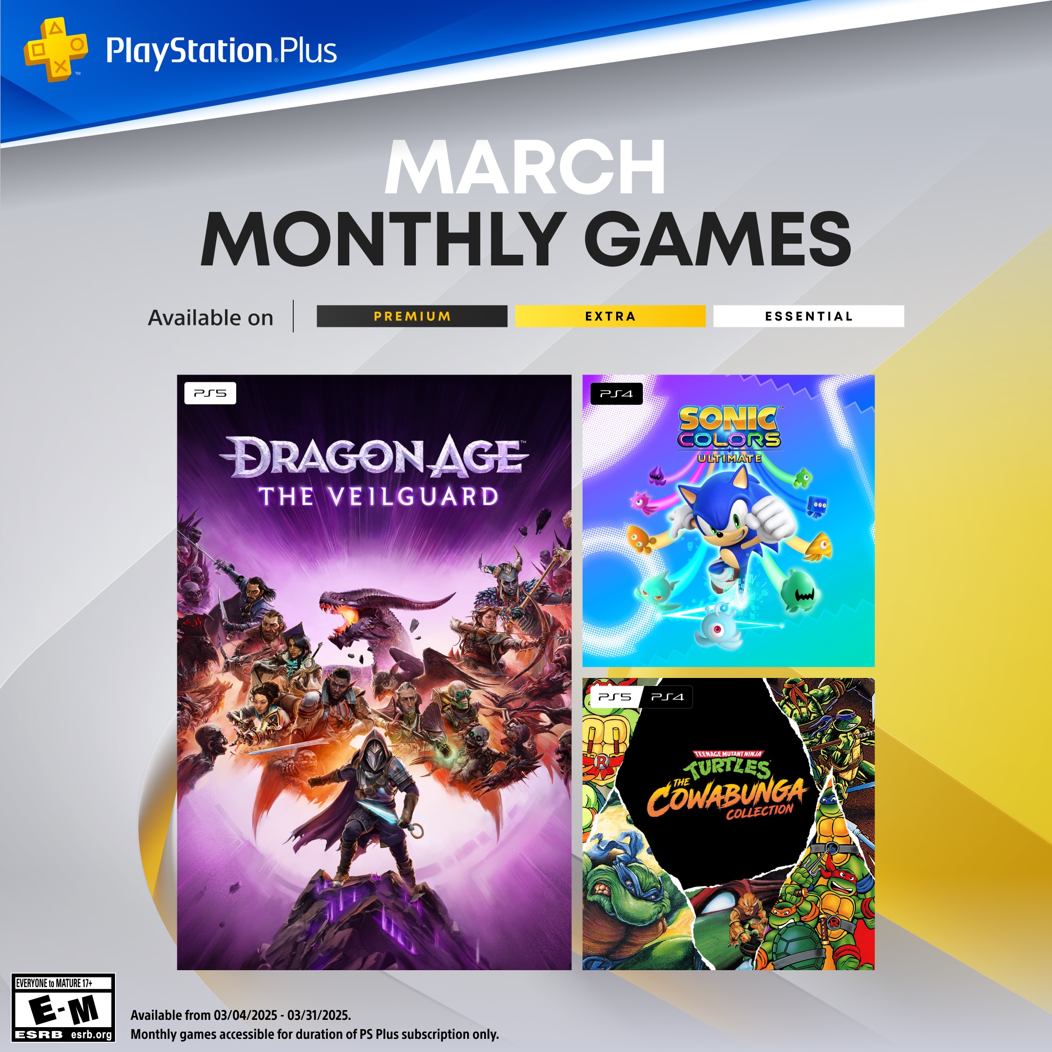 Available from 03/04/2025 - 03/31/2025. Monthly games accessible for duration of PS Plus subscription only.