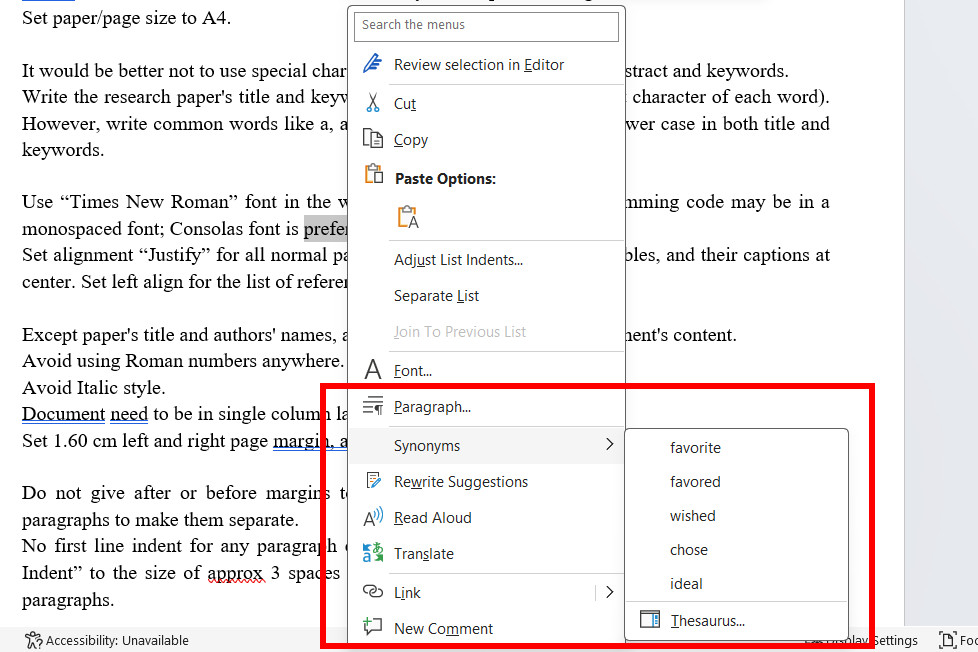 Microsoft Word ميزة سارات الشاشة