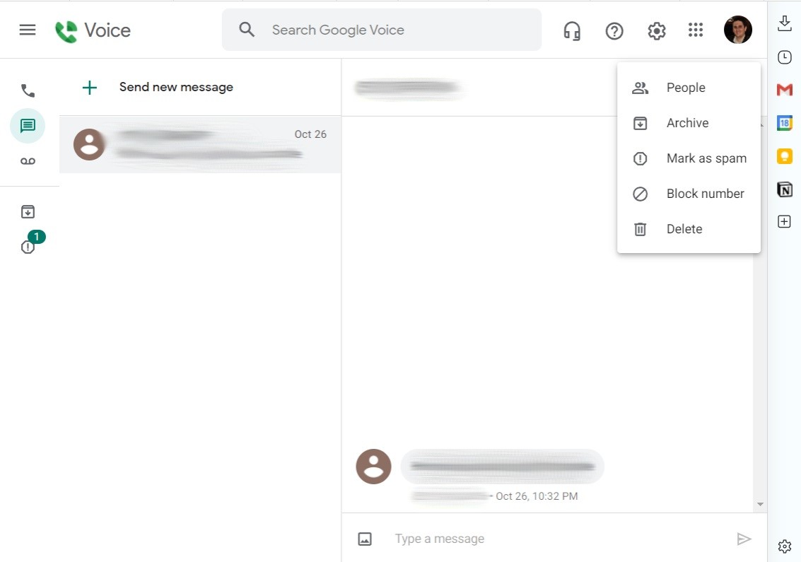 واجهة ويب Google Voice