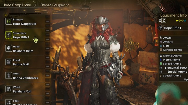 قائمة المعدات في Monster Hunter Wilds.