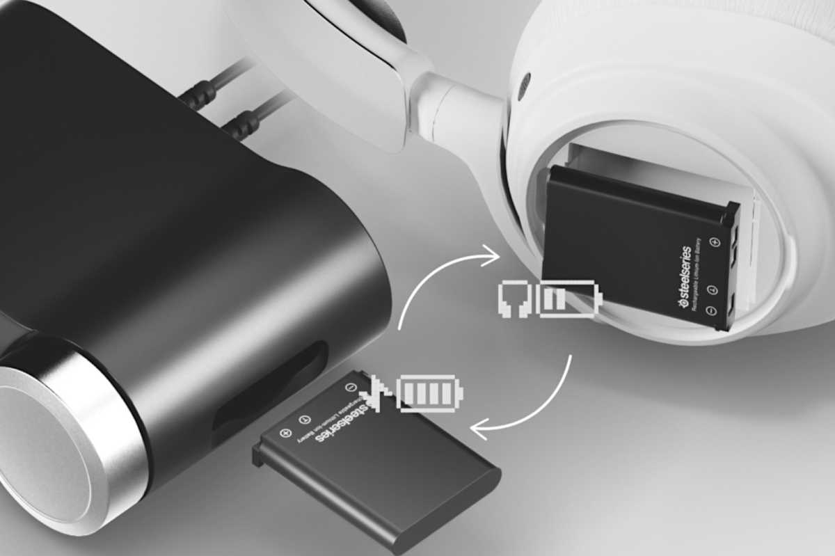 توضيح STEELSeries Battery Hot Swap بين سماعات الرأس