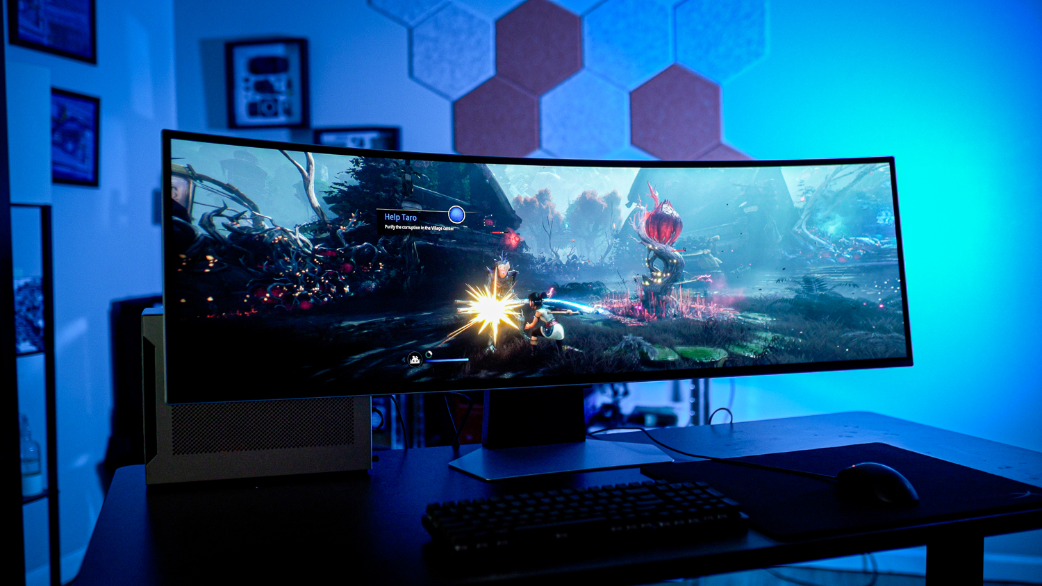 Kena Bridge of Spirits على Samsung Odyssey OLED G9.