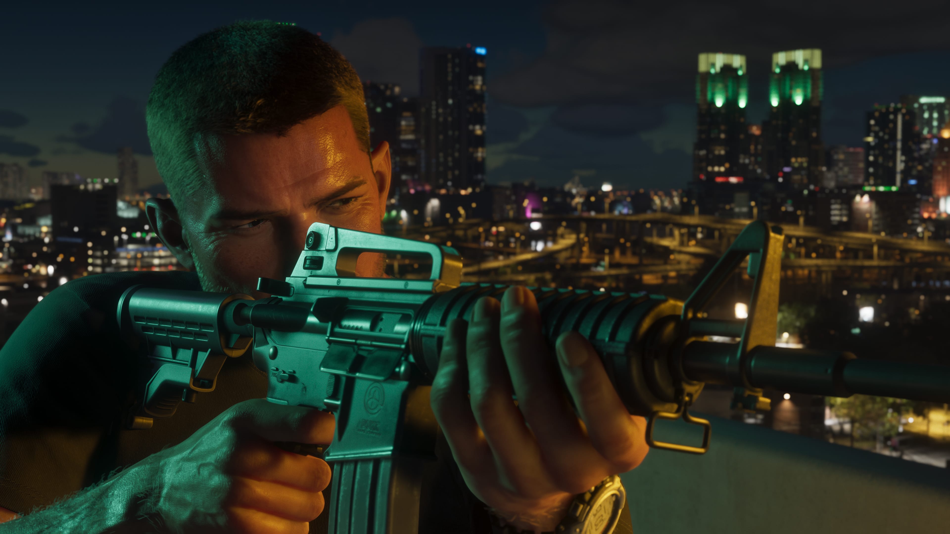 جيسون يحمل بندقية في Grand Theft Auto 6.