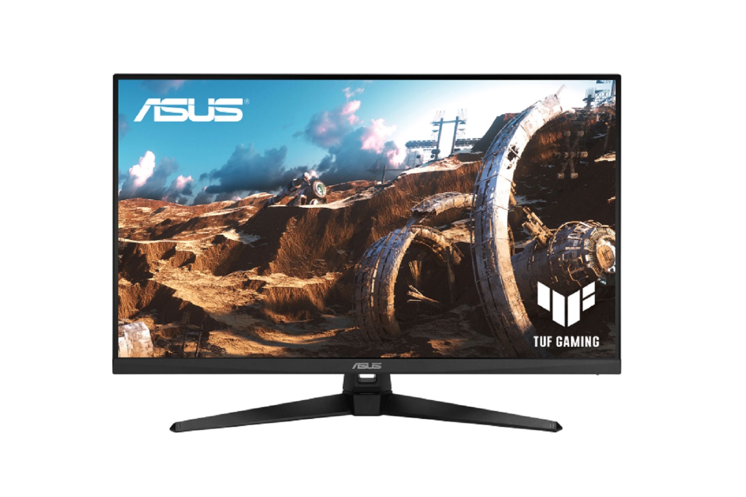 ASUS 31.5 بوصة TUF WQHD Gaming Monitor مع لعبة على الشاشة.