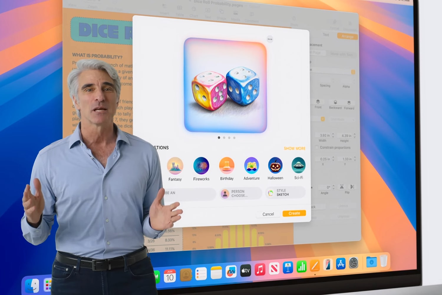 يقدم Craig Federighi من Apple تطبيق Playground الذي يعمل على MacOS Sequoia في مؤتمر الشركة للمطورين العالميين (WWDC) في يونيو 2024.