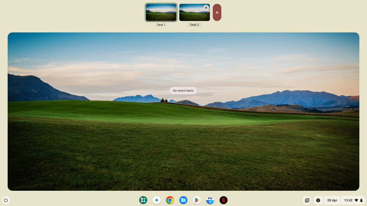 Chromeos متعددة لقطة شاشة سطح المكتب الافتراضية