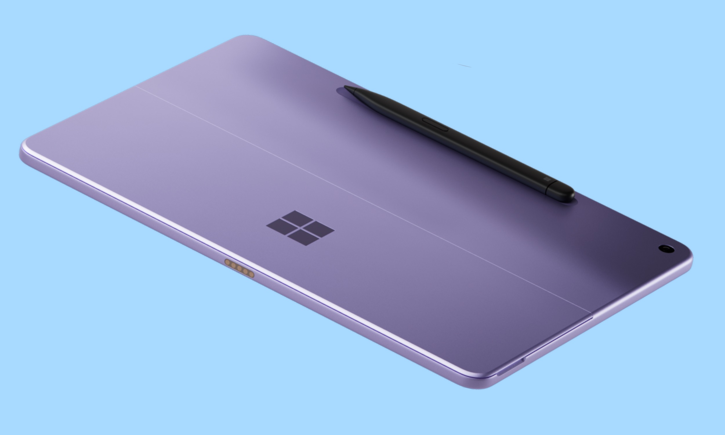 Microsoft Surface Pro 12 بوصة مصورة باللون الأرجواني.