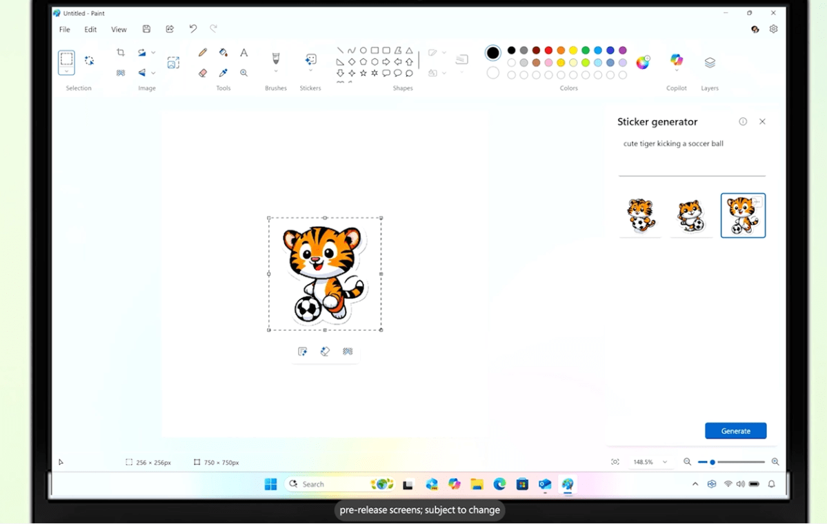 مولد ملصق الطلاء Microsoft Windows AI